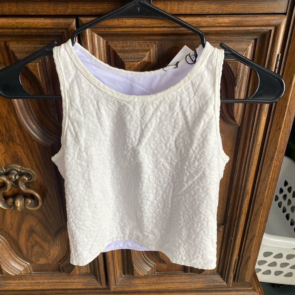 Zyia White Leopard Crop Tank